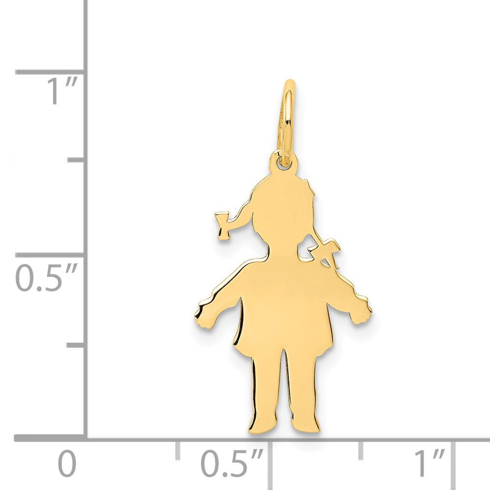 14k Yellow Gold Plain Polished Small Girl Charm Pendant