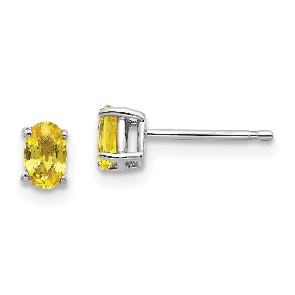 14k White Gold Yellow Sapphire Stud Earrings