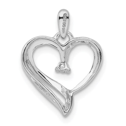 Sterling Silver Rhodium Diamond Heart Pendant
