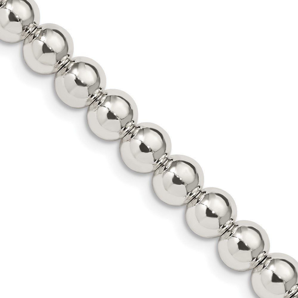 Sterling Silver 6.1mm Beads on Box Chain Necklace 16"