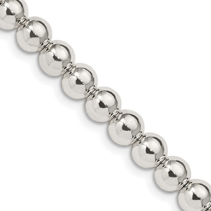 Sterling Silver 6.1mm Beads on Box Chain Necklace 16"