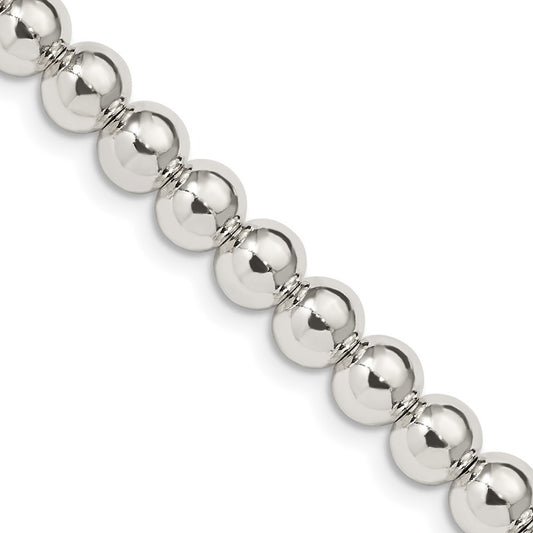 Sterling Silver 6.1mm Beads on Box Chain Necklace 16"