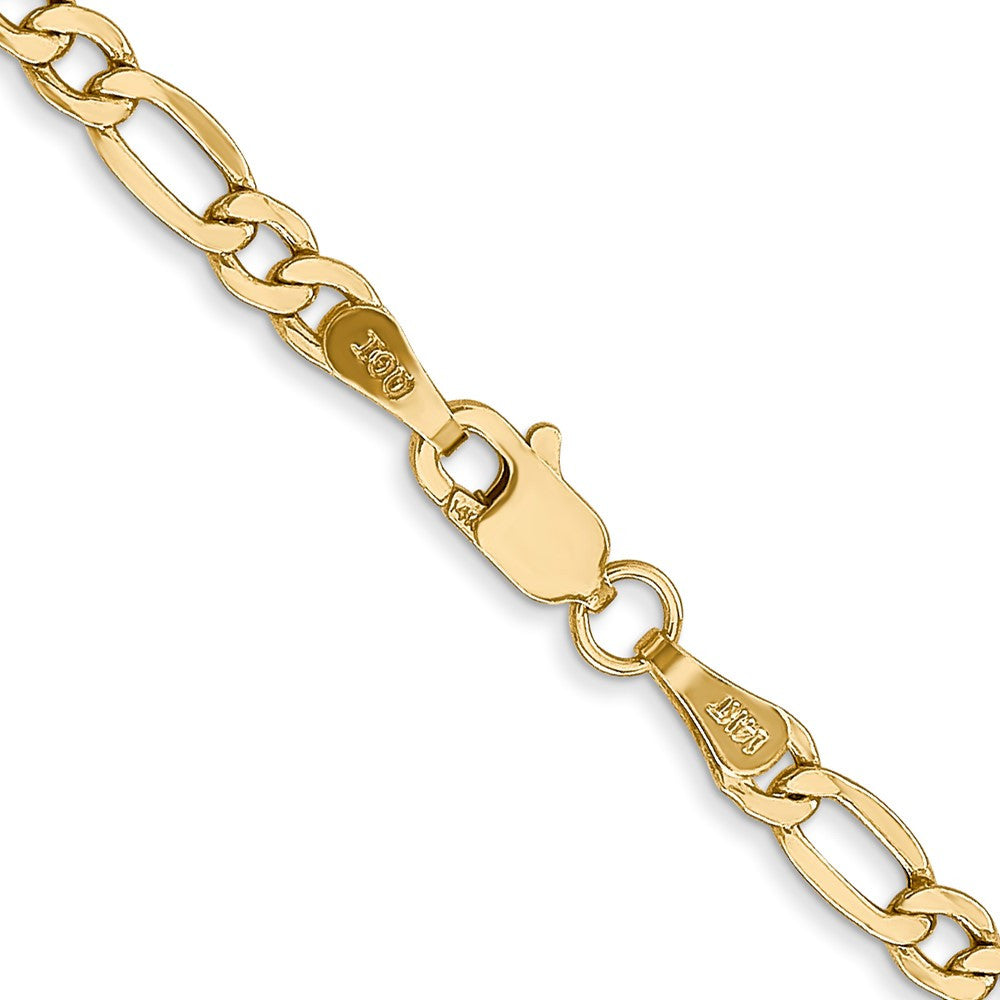 14k Yellow Gold 3.5mm Semi-Solid Figaro with Lobster Clasp Chain Necklace 22"