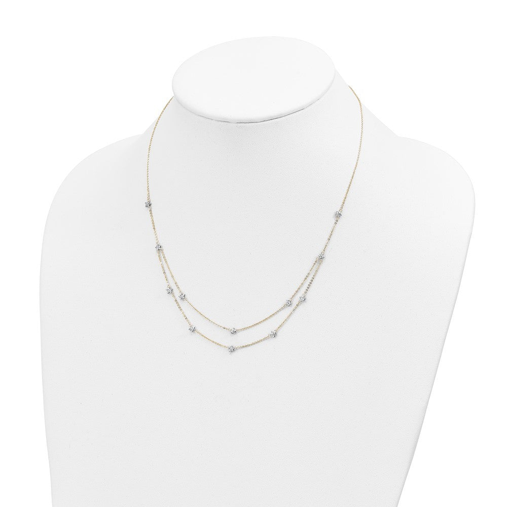 14K Two Tone Double Chain Star Necklace Necklace 18"