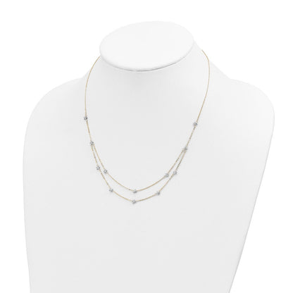 14K Two Tone Double Chain Star Necklace Necklace 18"