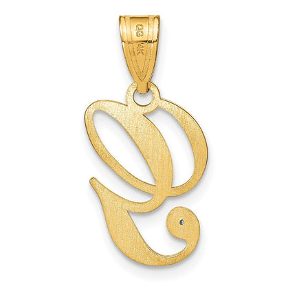 14k Yellow Gold Script Letter G Initial Pendant with Diamond