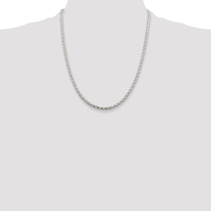 Sterling Silver 3.5mm Diamond-cut Spiga Chain Necklace 22"