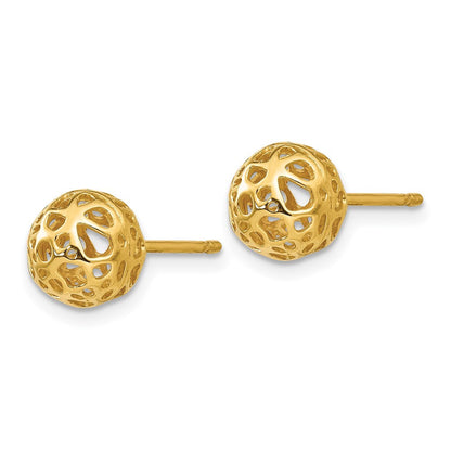 14k Yellow Gold Medium Fancy Ball Stud Earrings