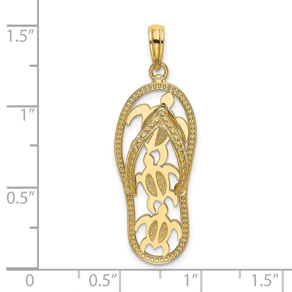14k Yellow Gold Triple Turtle Flip-Flop Charm Pendant