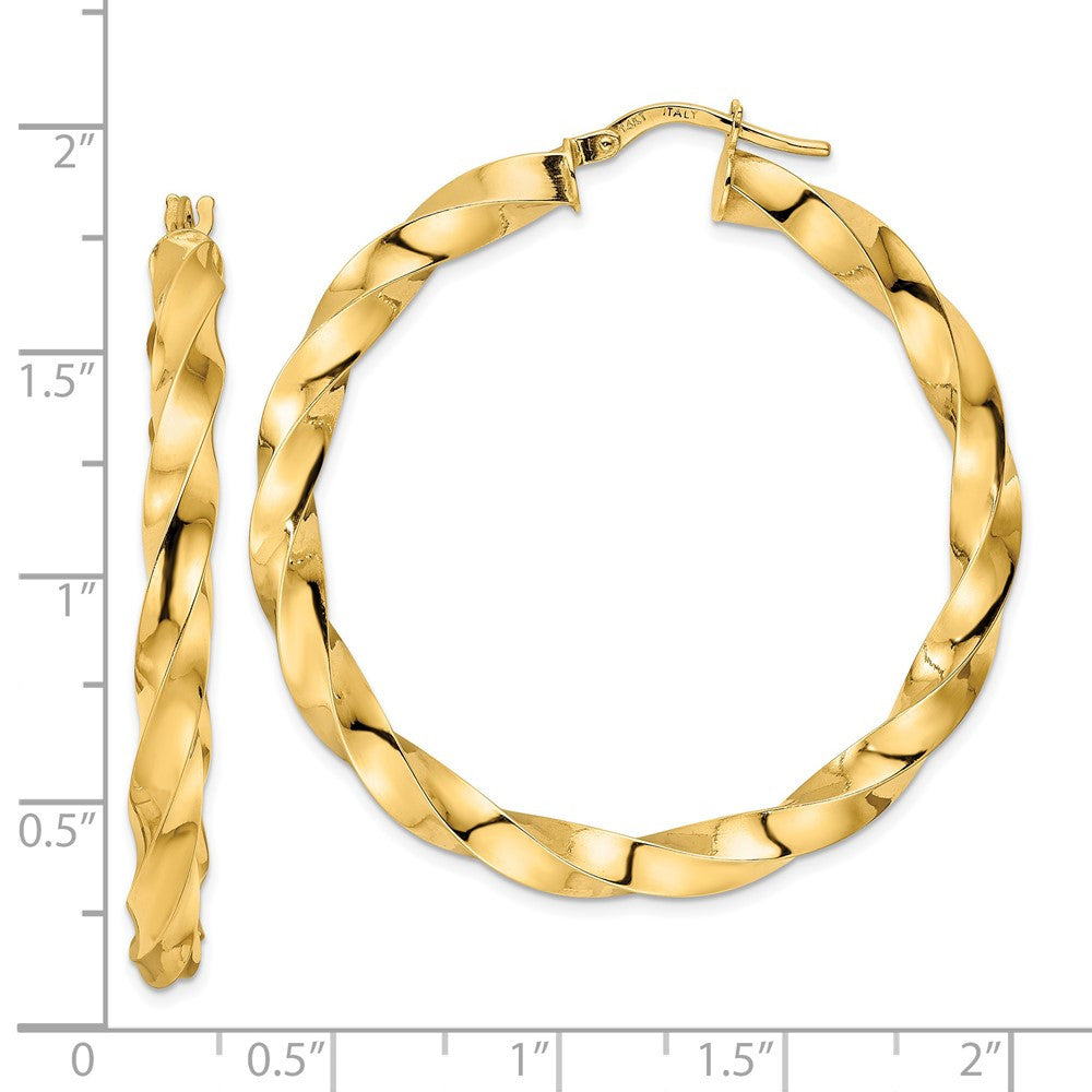 14k Yellow Gold Polished Twisted Hoop Earrings