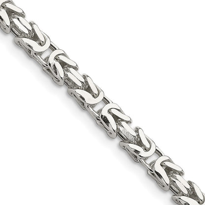 Sterling Silver 5mm Byzantine Chain Necklace 22"