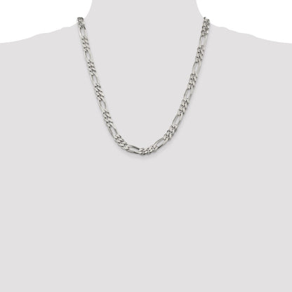 Sterling Silver 8mm Figaro Chain Necklace 22"