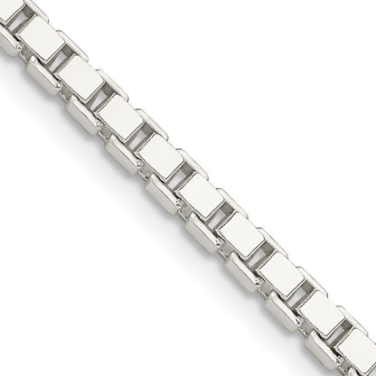 Sterling Silver 3mm Box Chain Necklace 24"