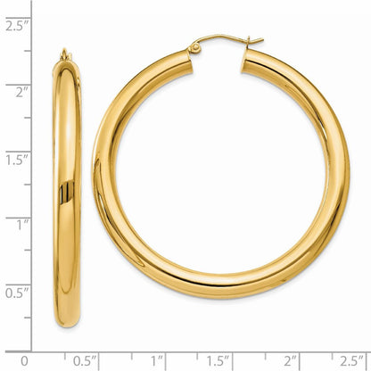 14k Yellow Gold Polished 5mm Tube Hoop Earrings