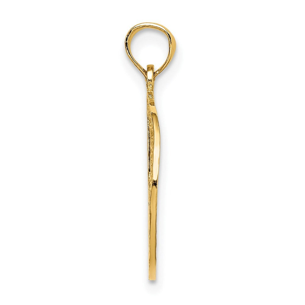 14k Yellow Gold Textured Peace Sign Pendant