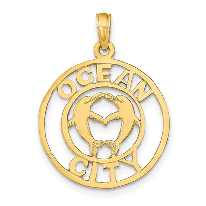 14k Yellow Gold OCEAN CITY Dolphins Pendant
