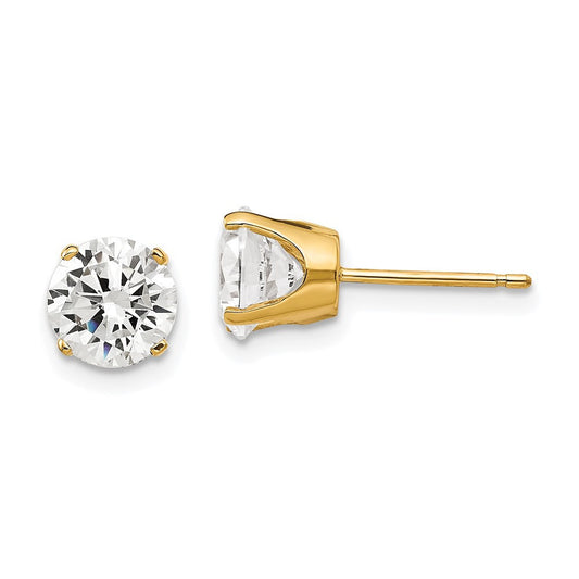 14k Yellow Gold 6.5mm Cubic Zirconia stud earrings