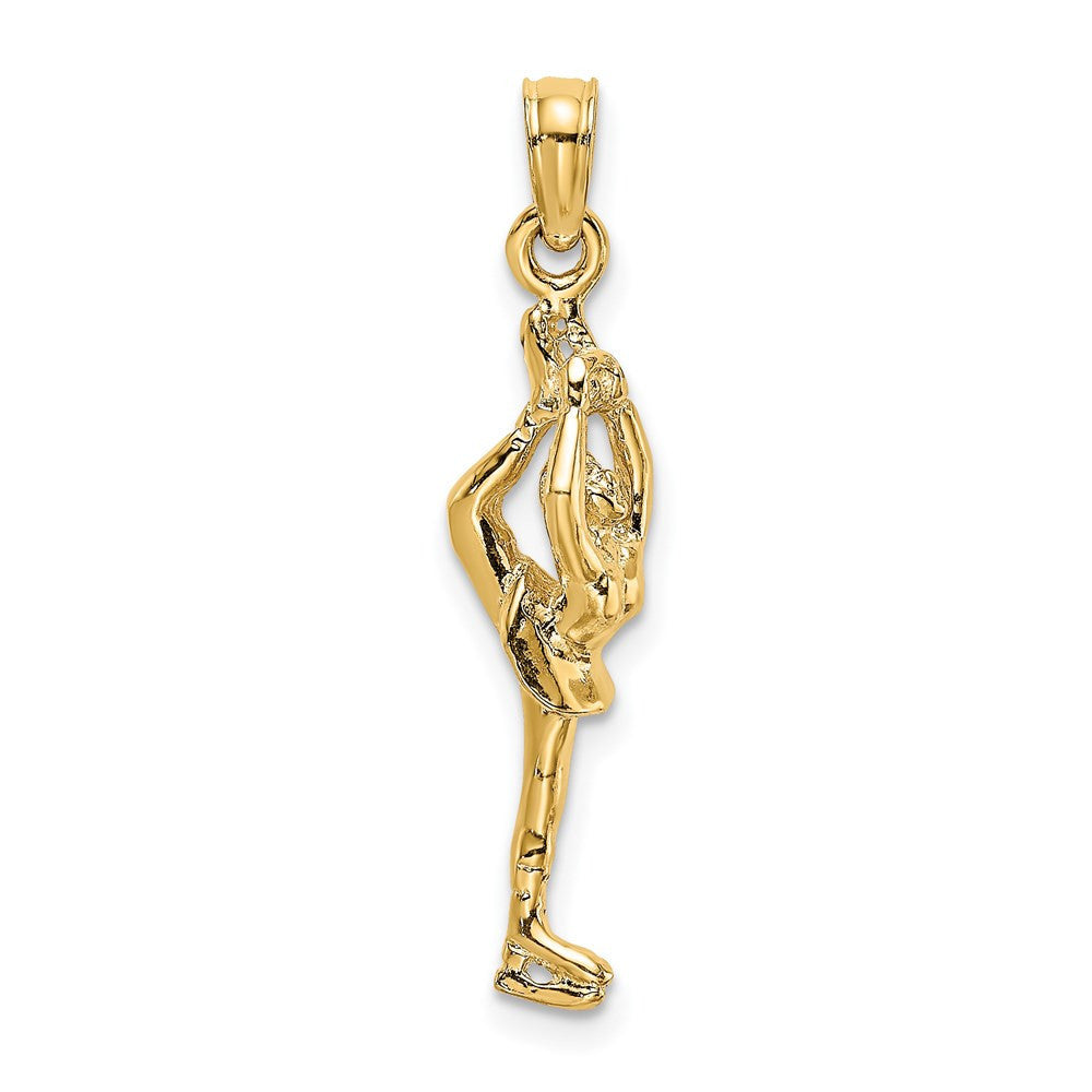 14k Yellow Gold Solid Polished 3-D Figure Skater Charm Pendant