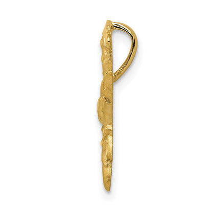 14k Yellow Gold Diamond-cut Open-Backed Karate Female Chain Slide  Pendant