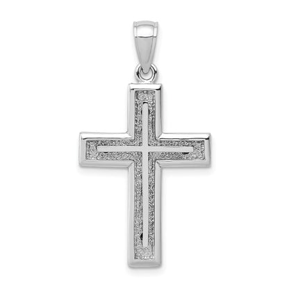 14k White Gold Cross Charm Pendant