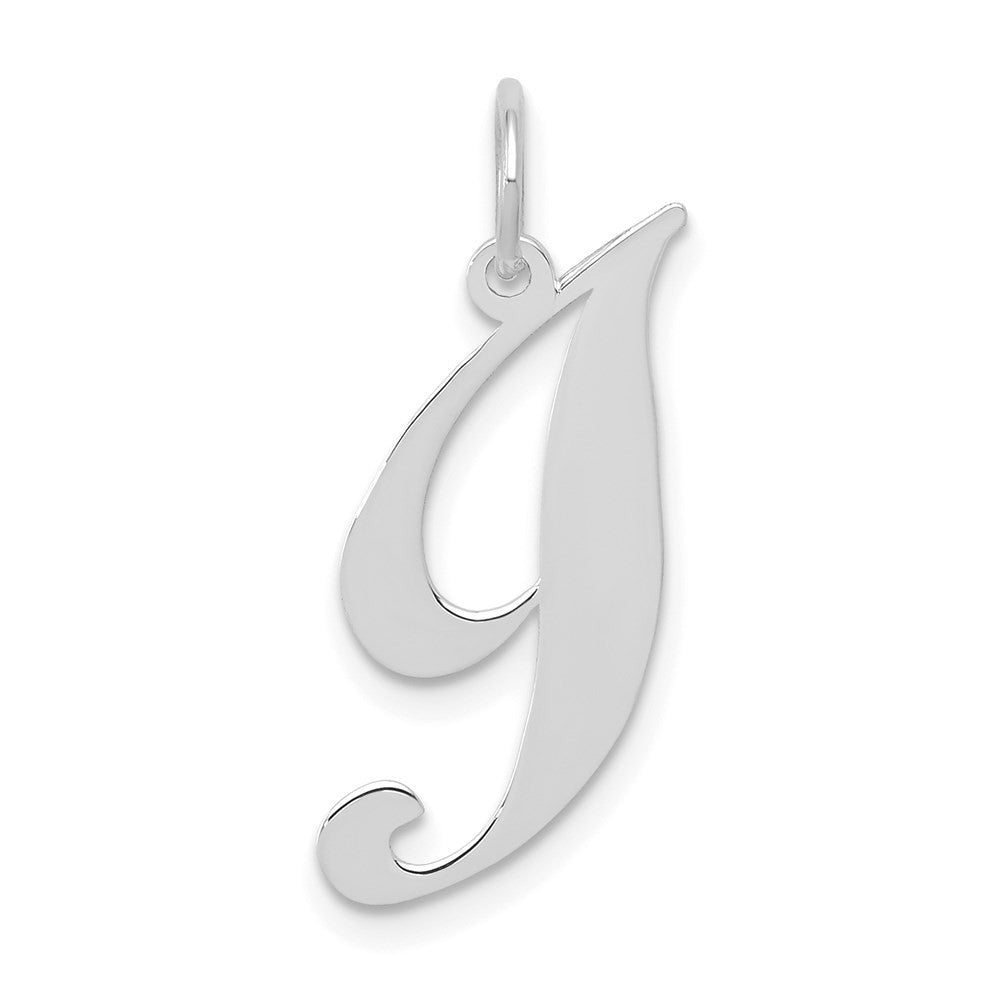 14k White Gold Small Fancy Script Letter I Initial Charm Pendant