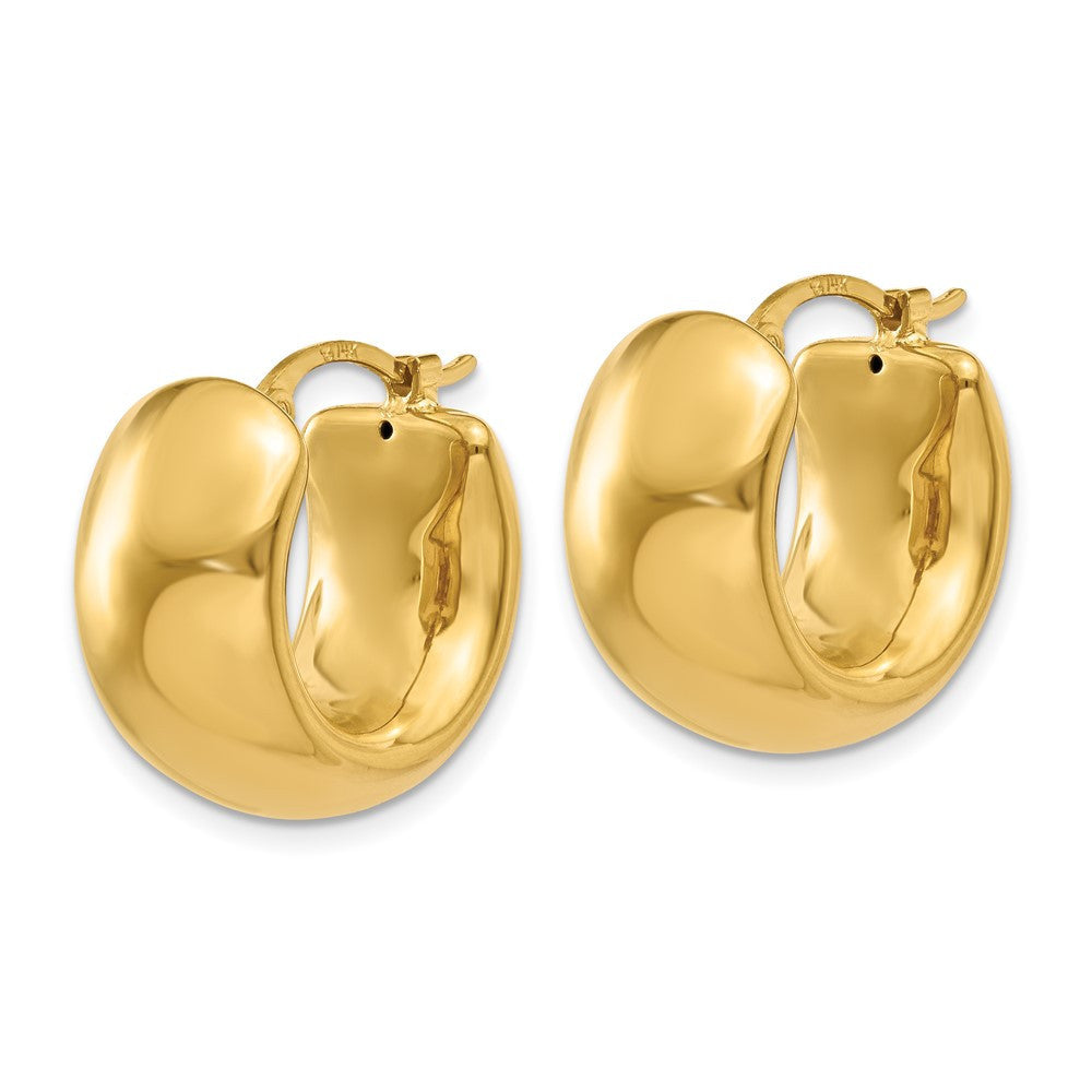 14k Yellow Gold Wide Puffed Hoop Earrings