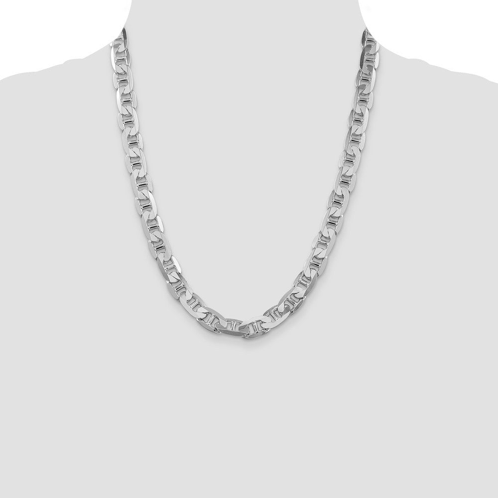 Sterling Silver Rhodium-plated 9.5mm Flat Anchor Chain Necklace 22"