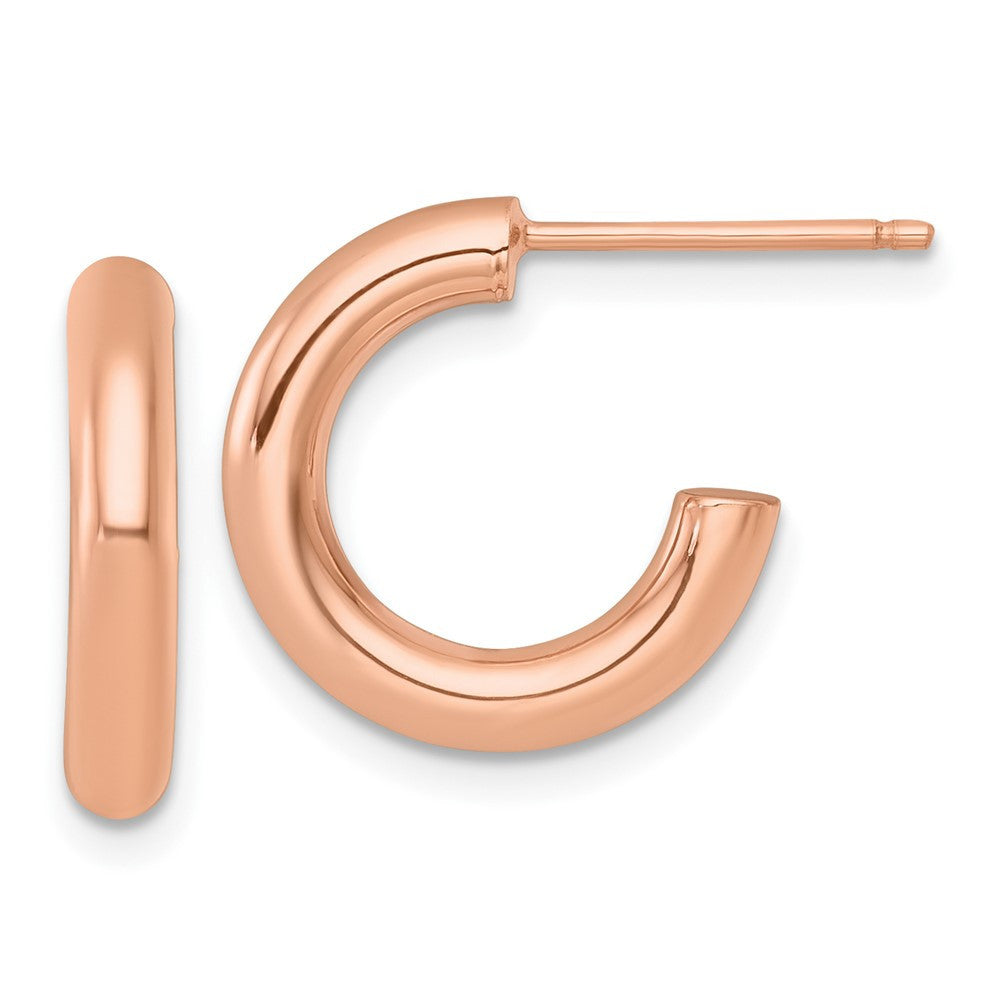 14k Rose Gold Polished 3.0 x 16mm Tube C-Hoop Earrings