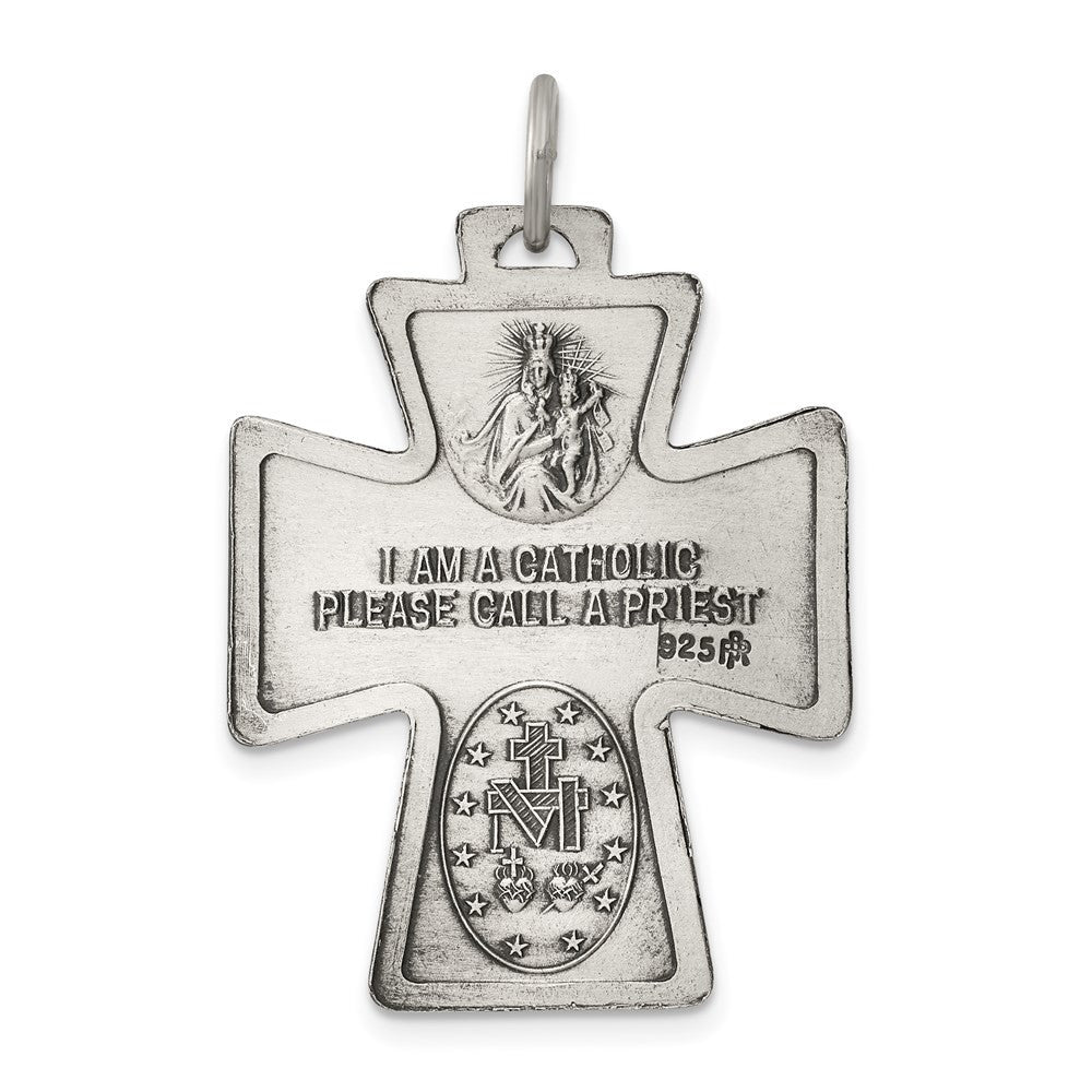 Sterling Silver Antiqued Reversible 4-way Medal Pendant