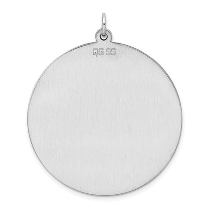 Sterling Silver Rhod-plated Eng. Rnd Polish Front/Back Disc Charm Pendant