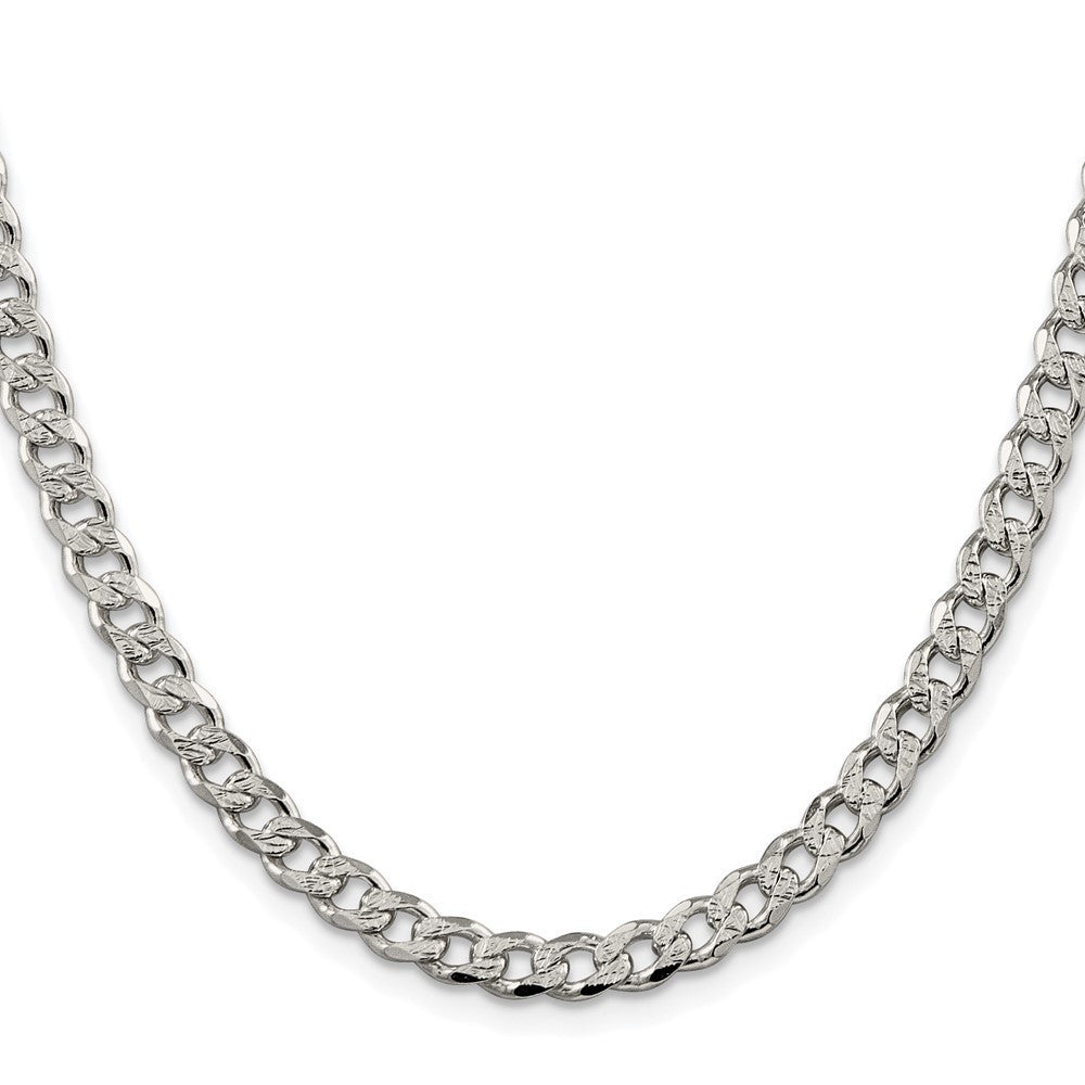 Sterling Silver Rhodium-plated 5.5mm Pav� Curb Chain Necklace 20"