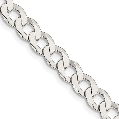 Sterling Silver 6.8mm Flat Curb Chain Necklace 26"