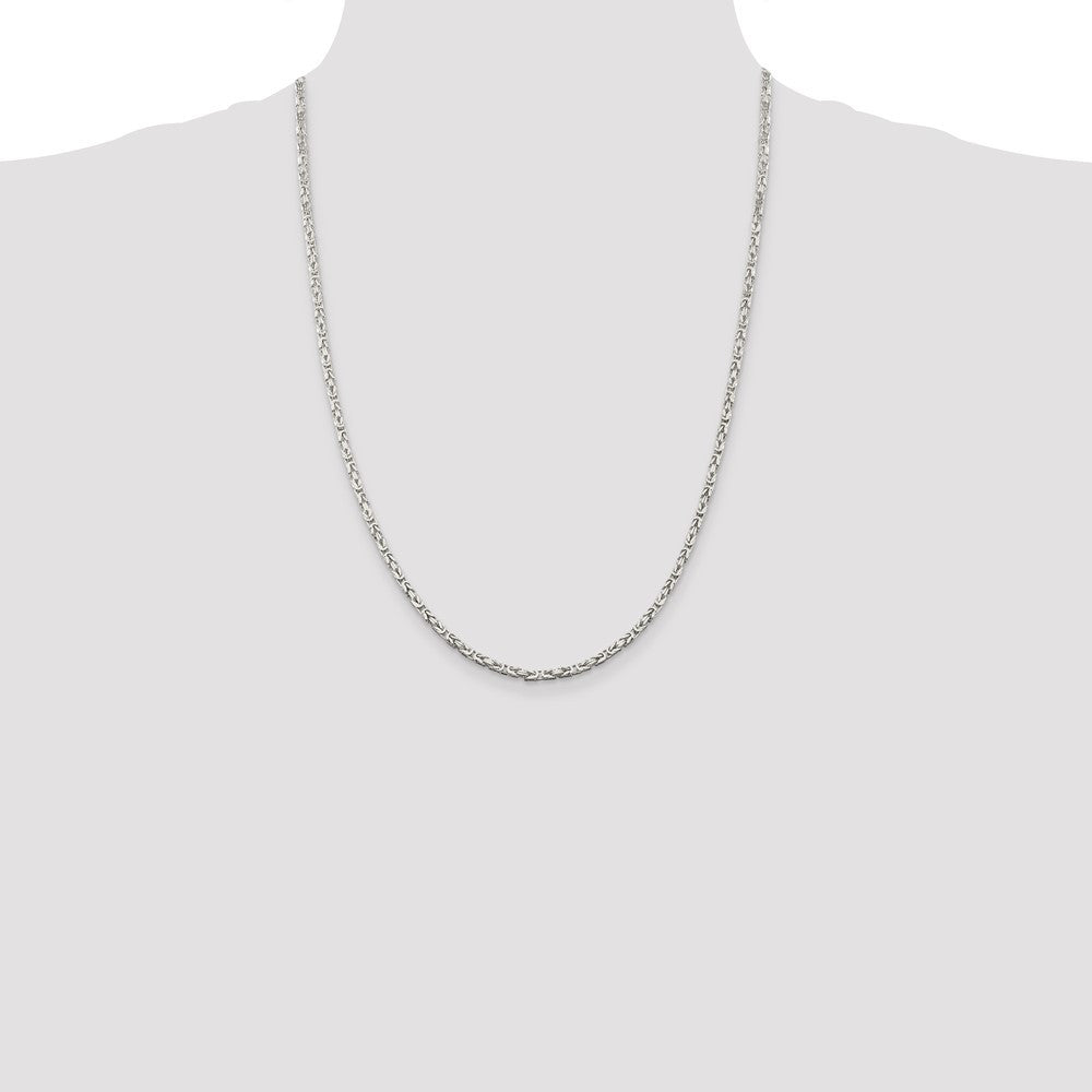 Sterling Silver 2.5mm Byzantine Chain Necklace 24"