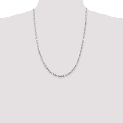 Sterling Silver 2.5mm Byzantine Chain Necklace 24"