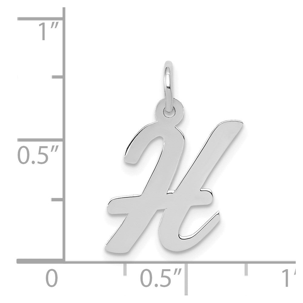 14k White Gold Medium Script Letter H Initial Charm Pendant