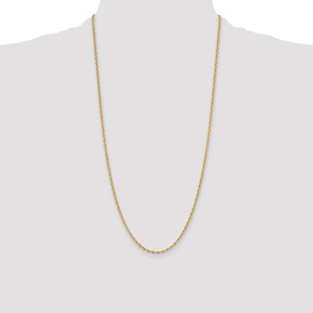 14k Yellow Gold 2.5mm Semi-Solid Rope Chain Necklace 26"