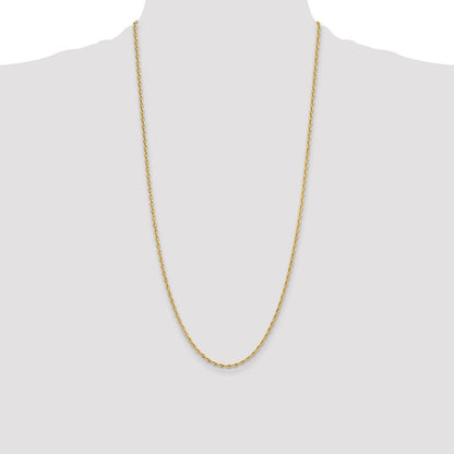 14k Yellow Gold 2.5mm Semi-Solid Rope Chain Necklace 26"