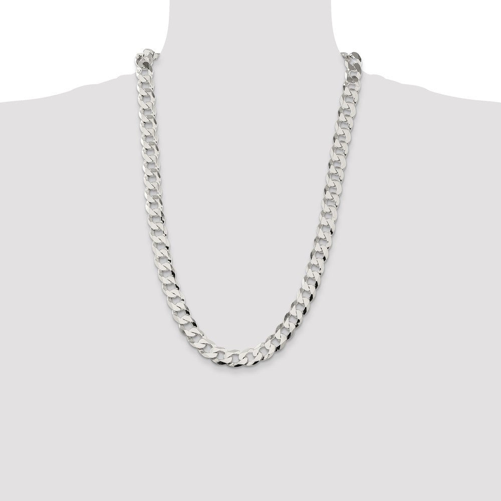 Sterling Silver 11.75mm Flat Curb Chain Necklace 26"