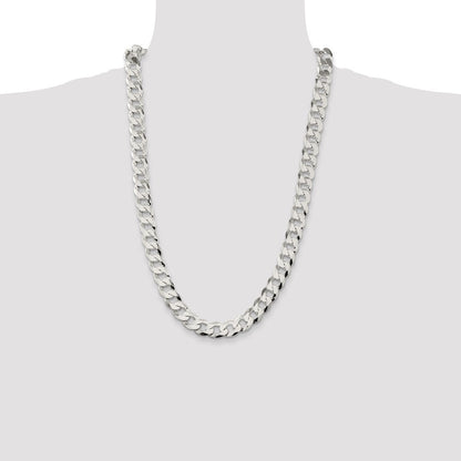 Sterling Silver 11.75mm Flat Curb Chain Necklace 26"