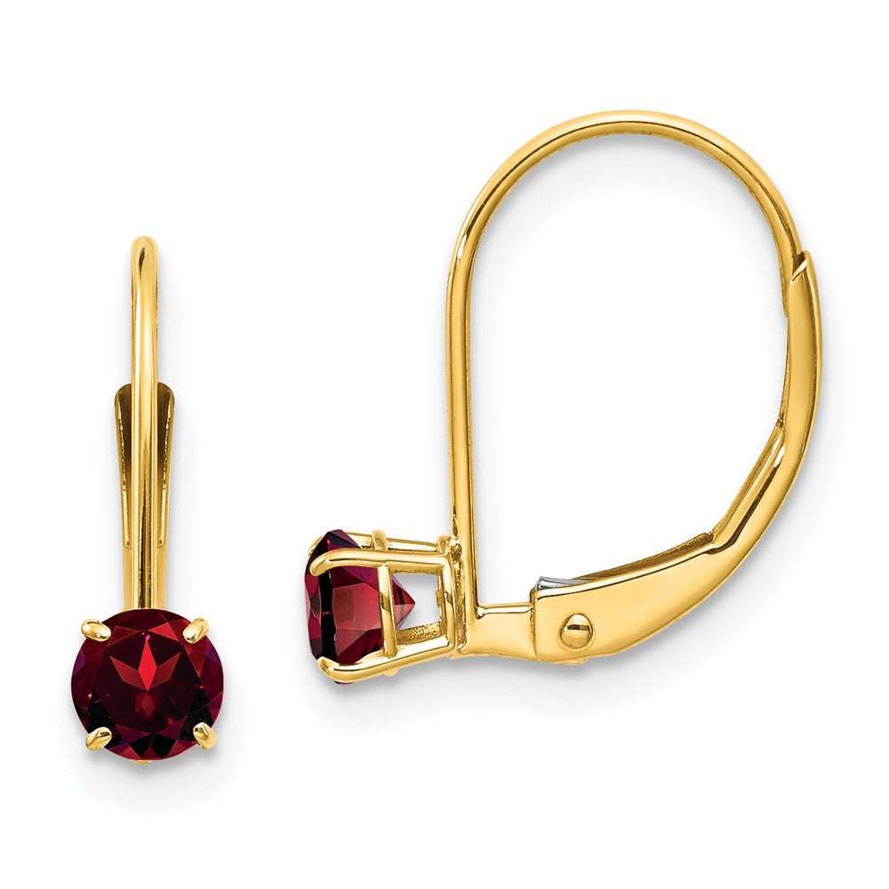 14k Yellow Gold Garnet Dangle Earrings - January