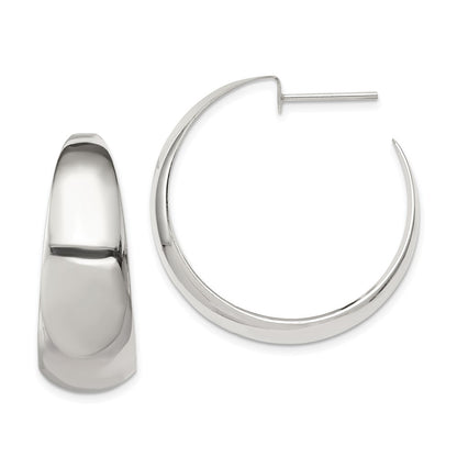 Sterling Silver Rhodium-plated Fancy J-Hoop Post Earrings