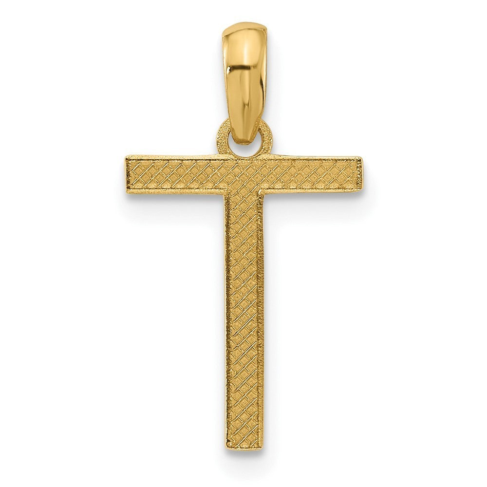 14k Yellow Gold Fancy Letter T Initial Pendant