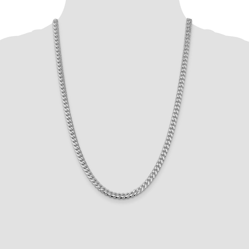 Sterling Silver 6mm Domed w/ Side Diamond-Cut Curb Chain Necklace 24"