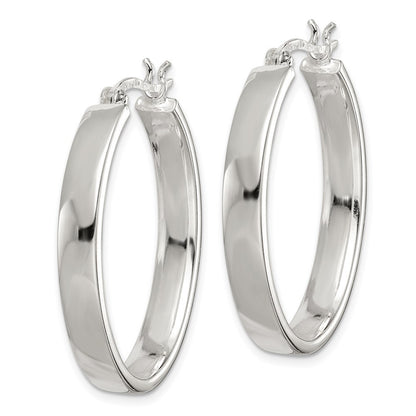 Sterling Silver Polished 4.75mm Oval Hoop Earrings