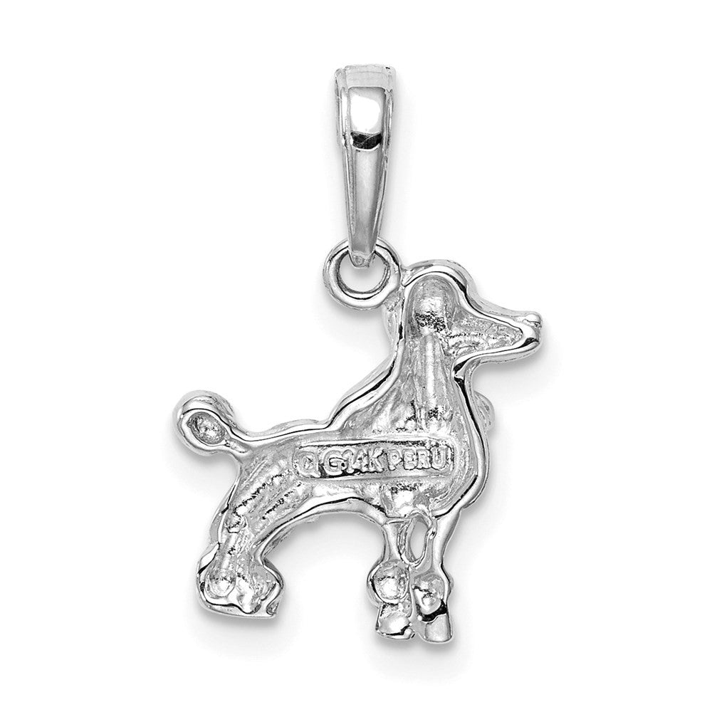 14k White Gold Poodle Dog Pendant
