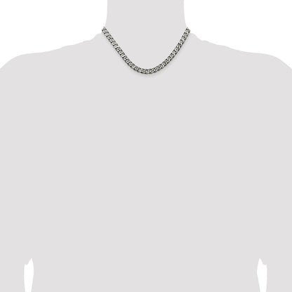 Sterling Silver Antiqued 6.5mm Curb Chain Necklace 16"