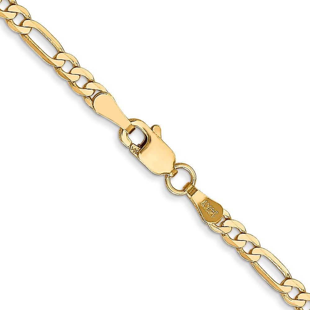 14k Yellow Gold 2.75mm Flat Figaro with Lobster Clasp Chain Necklace 18"