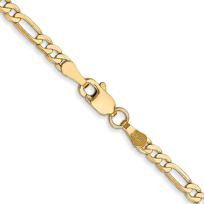 14k Yellow Gold 2.75mm Flat Figaro with Lobster Clasp Chain Necklace 18"