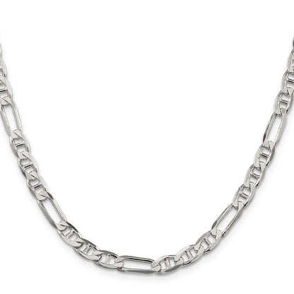 Sterling Silver 5.5mm Figaro Anchor Chain Necklace 24"