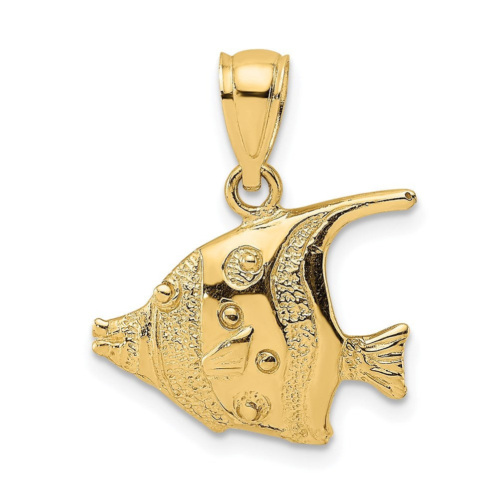 14k Yellow Gold 2-D Polished Fish Charm Pendant